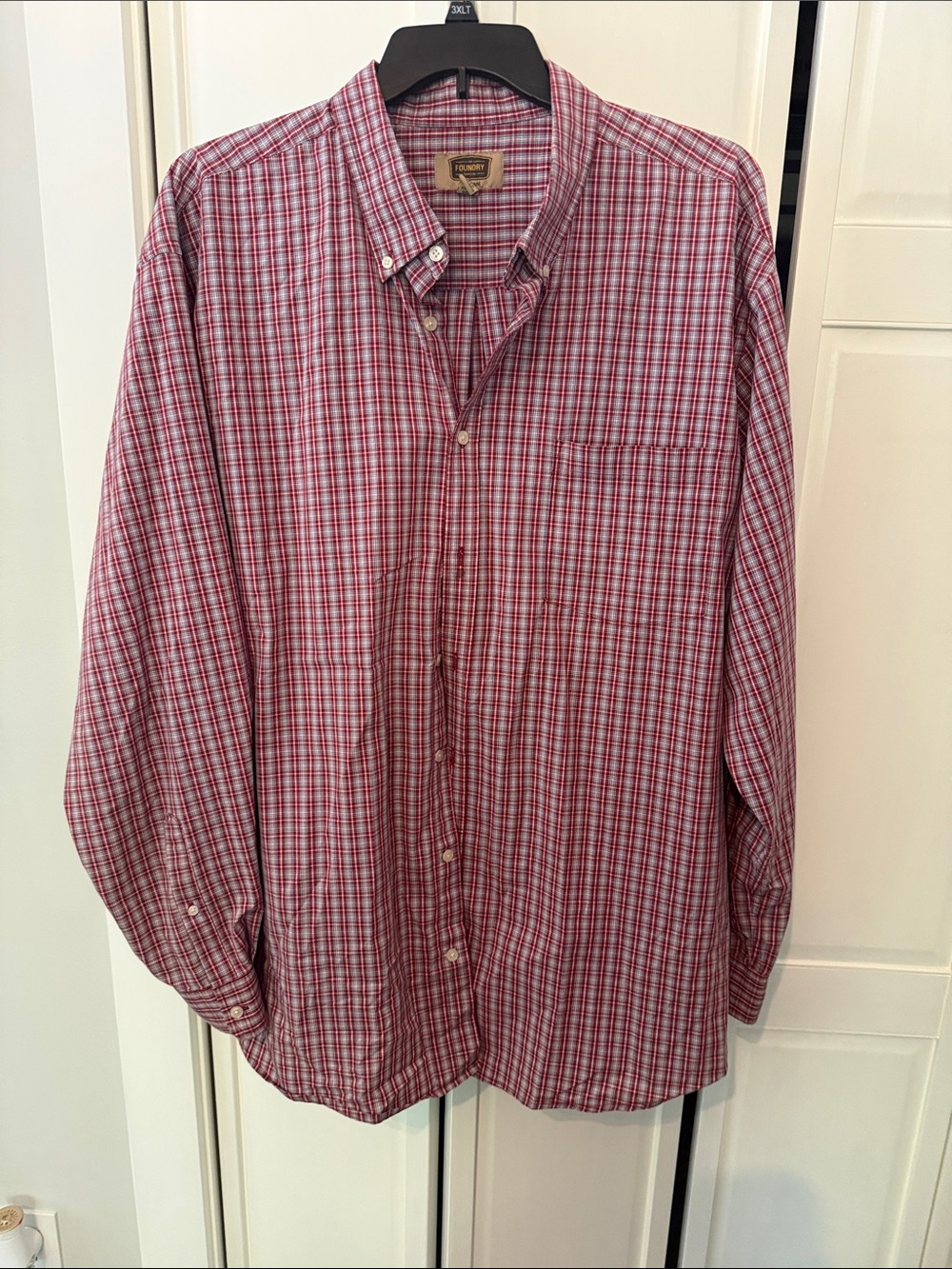 Red Plaid Button-Down Men’s Shirt
